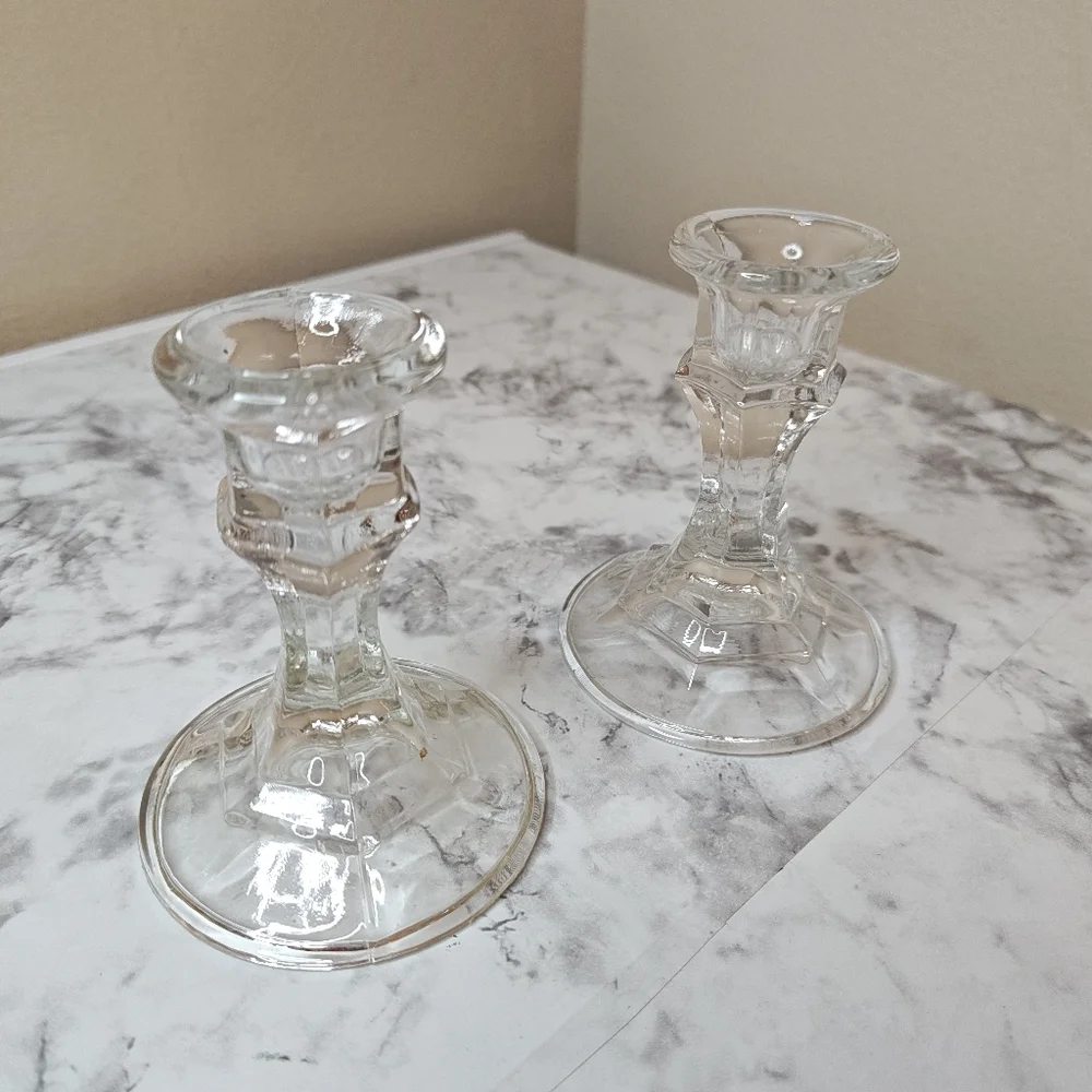 Clear Glass Candlestick Holder